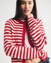 Abercrombie & Fitch Striped Crew Cardigan In Red