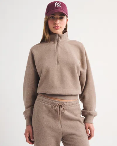 Abercrombie & Fitch Sunday Half-zip Sweatshirt In Brown