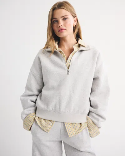 Abercrombie & Fitch Sunday Half-zip Sweatshirt In Light Grey Sd/texture