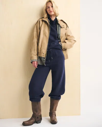 Abercrombie & Fitch Sunday High Rise Wide Leg Sweatpant In Muted Navy