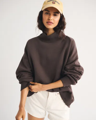 Abercrombie & Fitch Sunday Oversized Funnel Neck Sweatshirt In Brown