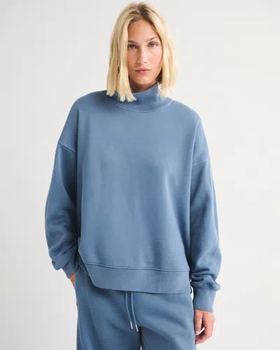 Abercrombie & Fitch Sunday Oversized Funnel-neck Sweatshirt In Blue