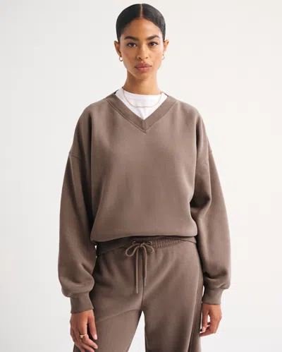Abercrombie & Fitch Sunday V-neck Sweatshirt In Brown