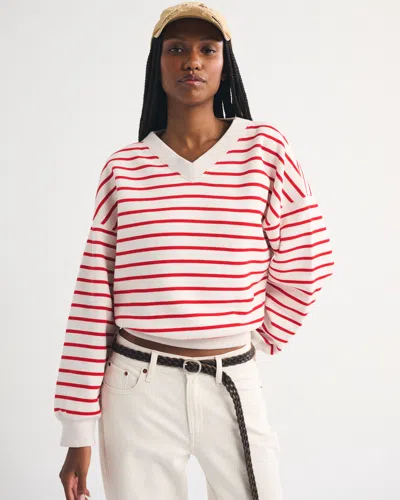 Abercrombie & Fitch Sunday V-neck Sweatshirt In Pink