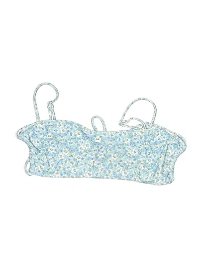 Pre-owned Abercrombie & Fitch Swimsuit Top Blue Floral Pattern Swimwear