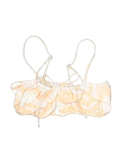 Pre-owned Abercrombie & Fitch Swimsuit Top Ivory Print Pattern Swimwear