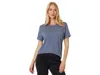 Abercrombie & Fitch T-shirt Women's Xs Blue Linen Blend Short Sleeve Crew Jdm128 In Blue