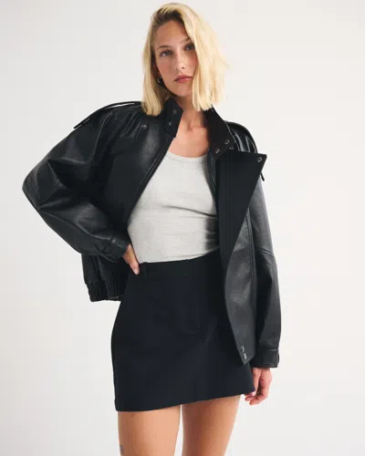 Abercrombie & Fitch Tailored Mini Skort In Black
