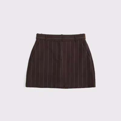 Abercrombie & Fitch Tailored Mini Skort In Brown Stripe