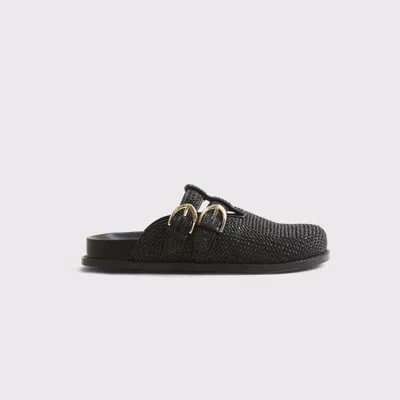 Abercrombie & Fitch Textural Faux Raffia Clogs In Black