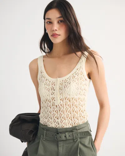 Abercrombie & Fitch Textural Henley Sweater Tank In White