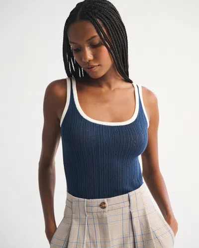 Abercrombie & Fitch Textural Scoopneck Sweater Tank In Blue