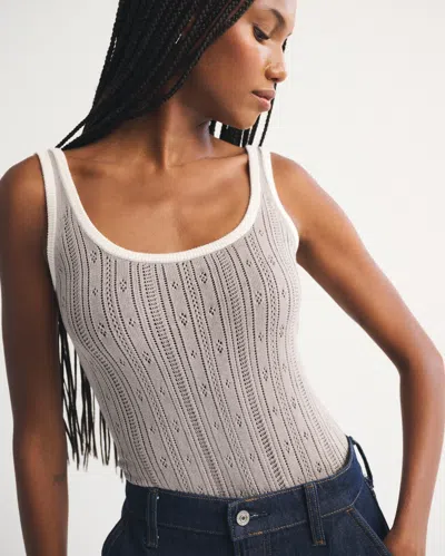 Abercrombie & Fitch Textural Scoopneck Sweater Tank In Gray