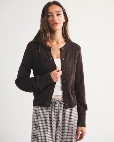 Abercrombie & Fitch Textural Stitch Shrunken Cardigan In Brown