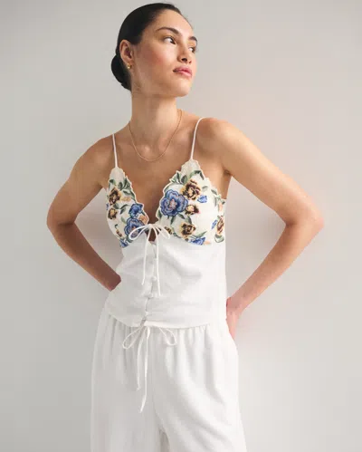 Abercrombie & Fitch The A&f Bella Bra-free Linen-blend Cami In White