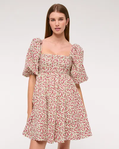 Abercrombie & Fitch The A&f Emerson Poplin Puff Sleeve Mini Dress In Red