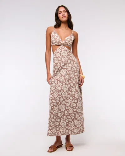 Abercrombie & Fitch The A&f Julia Slip Cutout Maxi Dress In Brown