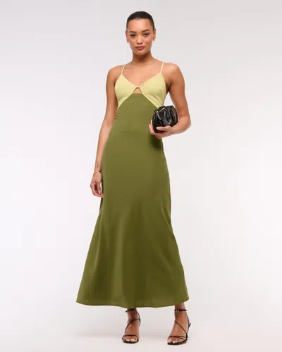 Abercrombie & Fitch The A&f Julia Slip Cutout Maxi Dress In Green