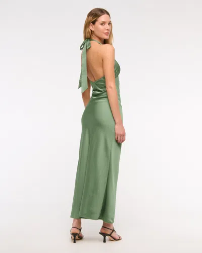 Abercrombie & Fitch The A&f Julia Slip Halter Maxi Dress In Green