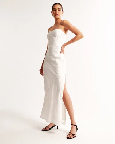 Abercrombie & Fitch The A&f Julia Slip Satin Jacquard Maxi Dress In White