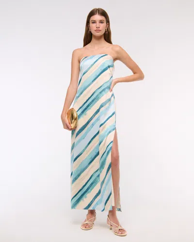 Abercrombie & Fitch The A&f Julia Strapless Slip Maxi Dress In Blue