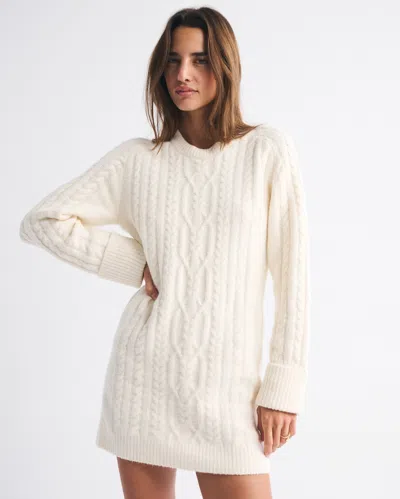 Abercrombie & Fitch The A&f Madeline Cable Mini Sweater Dress In White