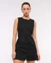 Abercrombie & Fitch The A&f Mara Linen-blend Mini Dress In Black