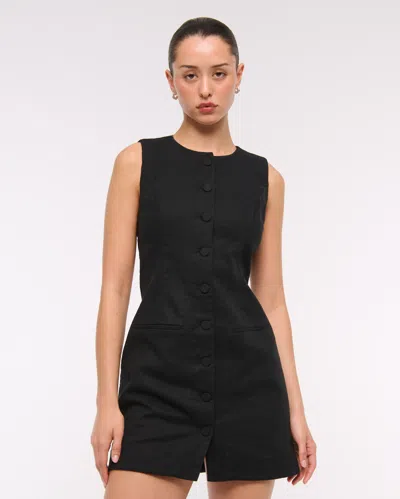 Abercrombie & Fitch The A&f Mara Linen-blend Mini Dress In Black