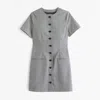 Abercrombie & Fitch The A&f Mara Short-sleeve Vest Mini Dress In Gray