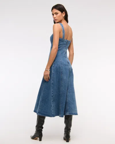 Abercrombie & Fitch The A&f Mila Denim Midi Dress In Blue