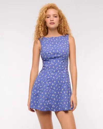 Abercrombie & Fitch The A&f Mila High-neck Stretch Mini Dress In Blue