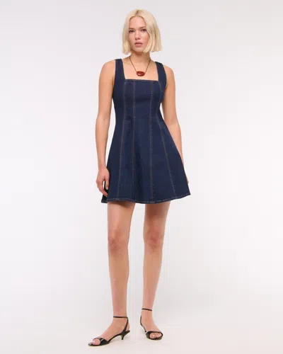 Abercrombie & Fitch The A&f Mila Squareneck Denim Mini Dress In Blue