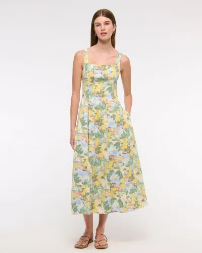 Abercrombie & Fitch The A&f Mila Stretch Midi Dress In Yellow