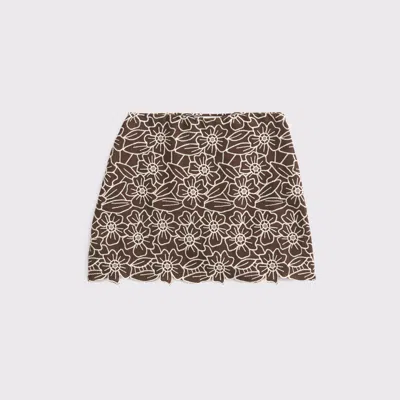 Abercrombie & Fitch The A&f Scarlett Curve Love Linen-blend Mini Skort In Brown