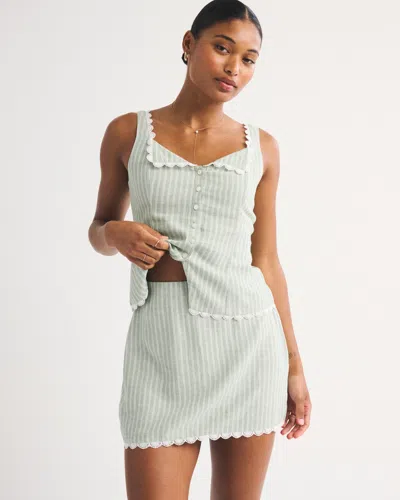 Abercrombie & Fitch The A&f Scarlett Curve Love Linen-blend Mini Skort In Neutral