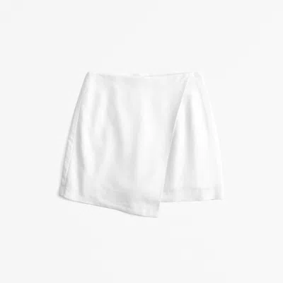Abercrombie & Fitch The A&f Scarlett Linen-blend Wrap Mini Skort In White