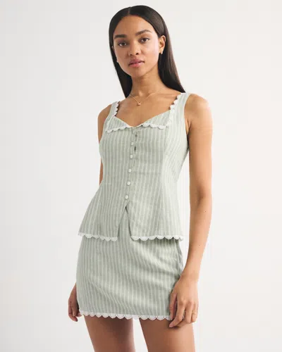 Abercrombie & Fitch The A&f Scarlett Linen-blend Mini Skort In Green