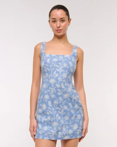 Abercrombie & Fitch The A&f Scarlett Squareneck Linen-blend Skort In Blue