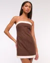 Abercrombie & Fitch The A&f Scarlett Strapless Linen-blend Skort In Brown