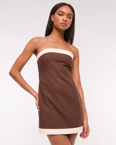 Abercrombie & Fitch The A&f Scarlett Strapless Linen-blend Skort In Brown
