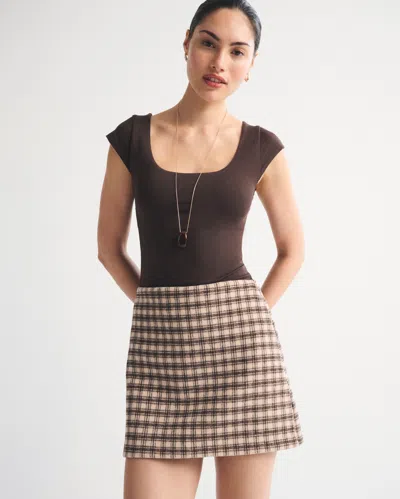 Abercrombie & Fitch The A&f Scarlett Wool-blend Mini Skort In Brown