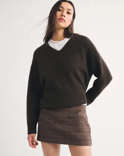 Abercrombie & Fitch The A&f Scarlett Wool-blend Mini Skort In Brown