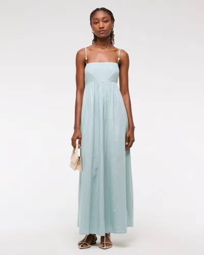 Abercrombie & Fitch Tie-back Babydoll Maxi Dress In Green