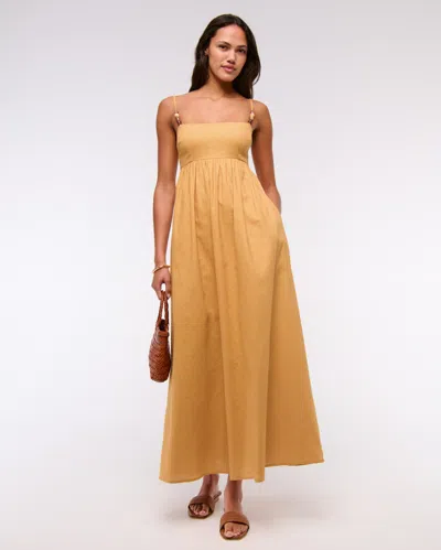 Abercrombie & Fitch Tie-back Babydoll Maxi Dress In Yellow