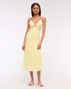 Abercrombie & Fitch Tie-back Sheer Slip Midi Dress In Yellow