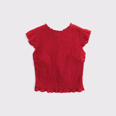 Abercrombie & Fitch Tie-back Smocked Linen-blend Top In Burgundy