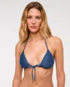 Abercrombie & Fitch Tie-front Halter Triangle Bikini Top In Blue
