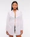 Abercrombie & Fitch Tie-front Shirt Dress Coverup In White
