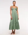 Abercrombie & Fitch Tie-strap Tiered Maxi Dress In Green