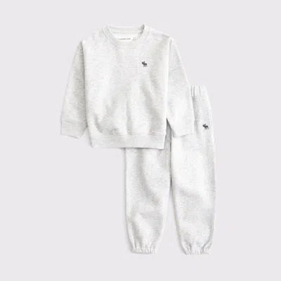 Abercrombie & Fitch Kids' Toddler Essential Icon Crew Sweatshirt Set In Gray
